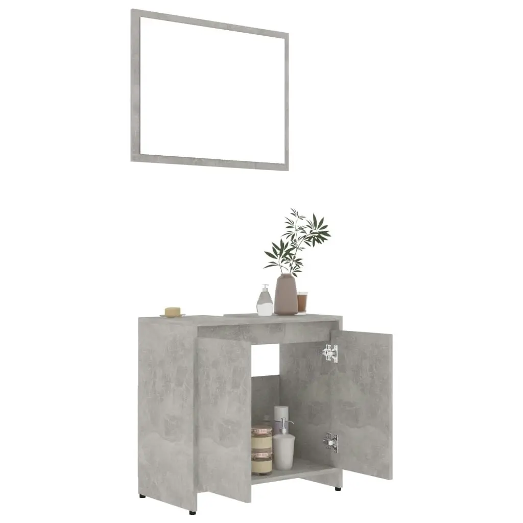 Bathroom Furniture Set Concrete Grey Engineered Wood 802655