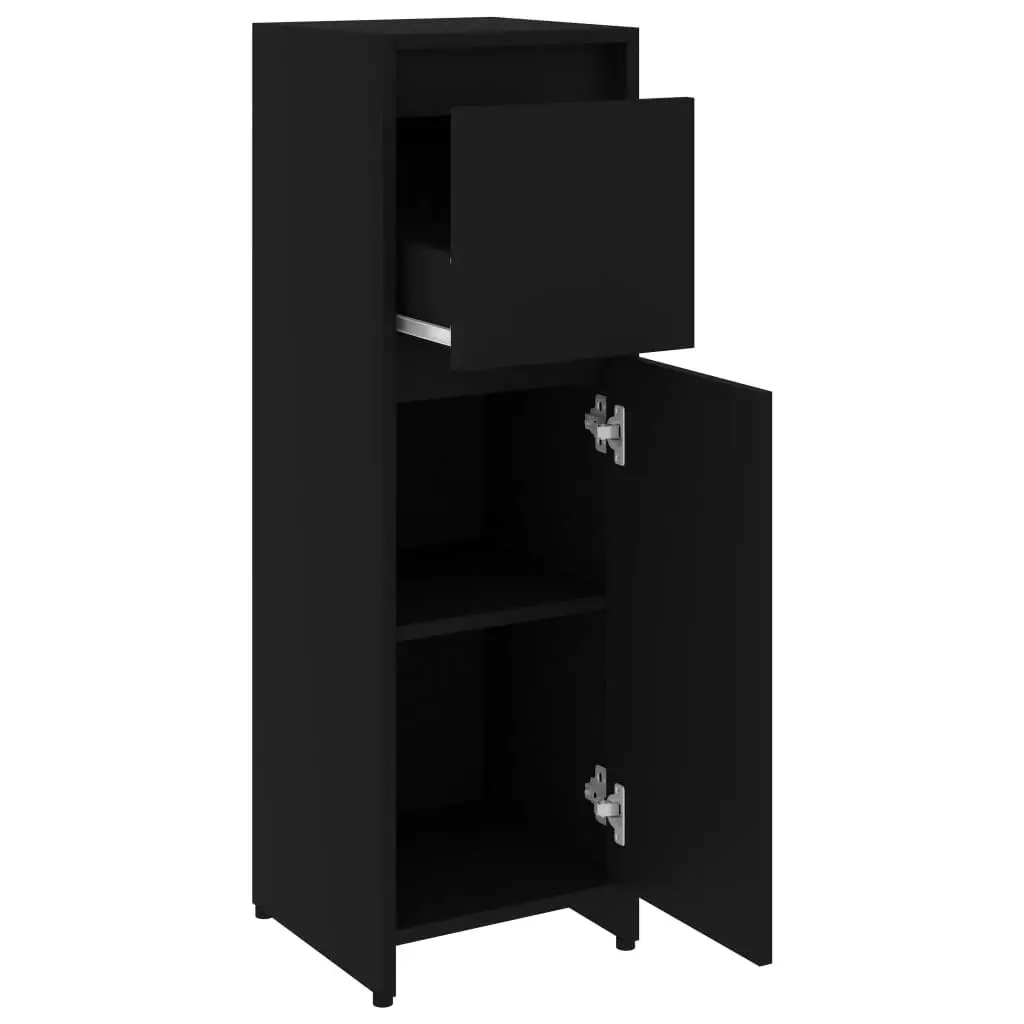 Bathroom Cabinet Black 30x30x95 cm Engineered Wood 802661