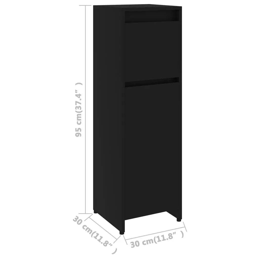 Bathroom Cabinet Black 30x30x95 cm Engineered Wood 802661