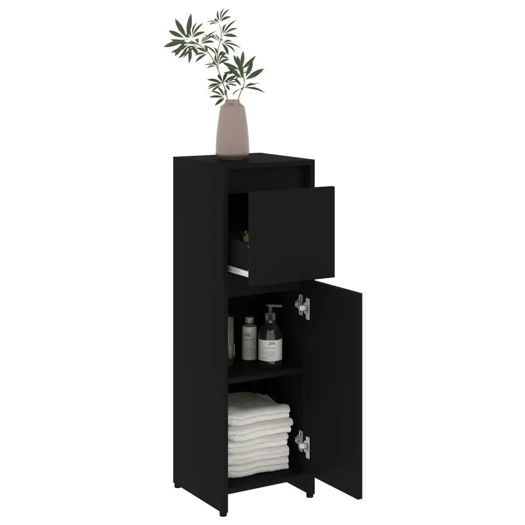 Bathroom Cabinet Black 30x30x95 cm Engineered Wood 802661