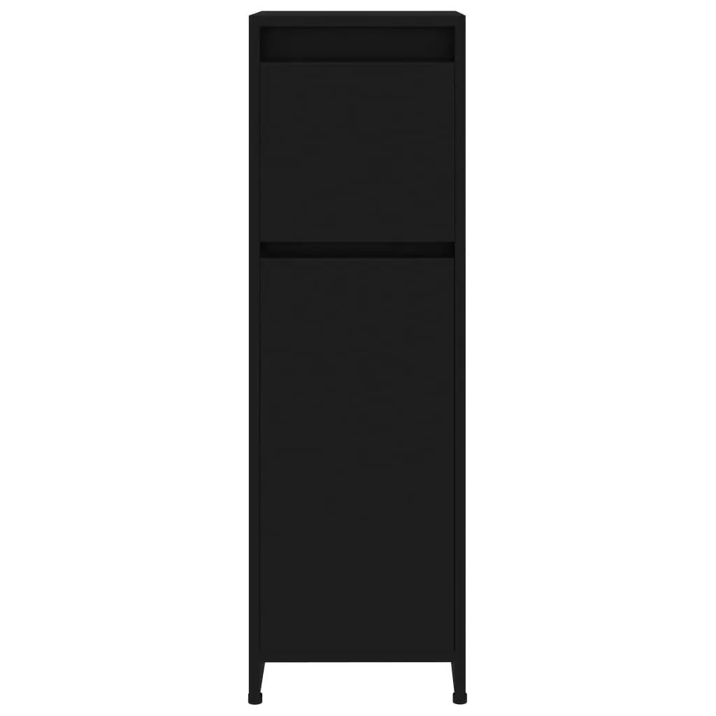 Bathroom Cabinet Black 30x30x95 cm Engineered Wood 802661