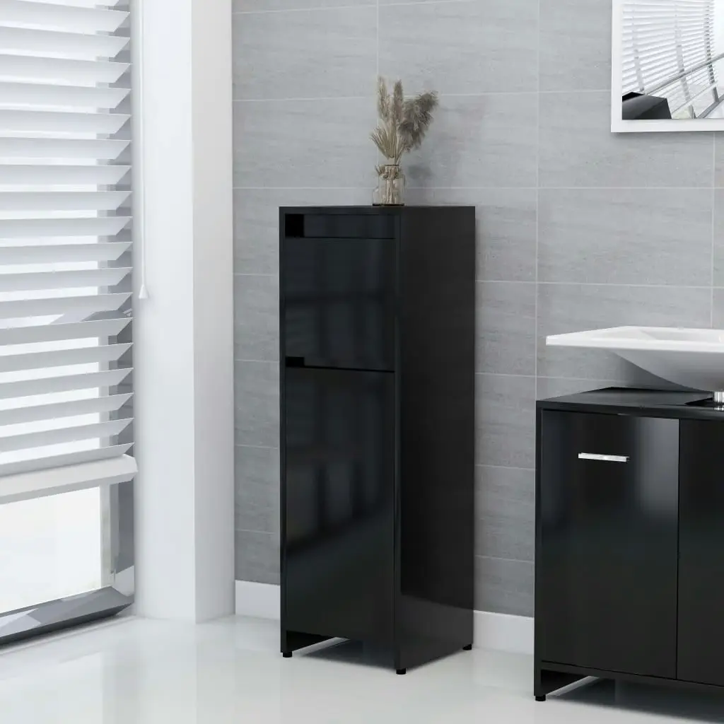 Bathroom Cabinet Black 30x30x95 cm Engineered Wood 802661