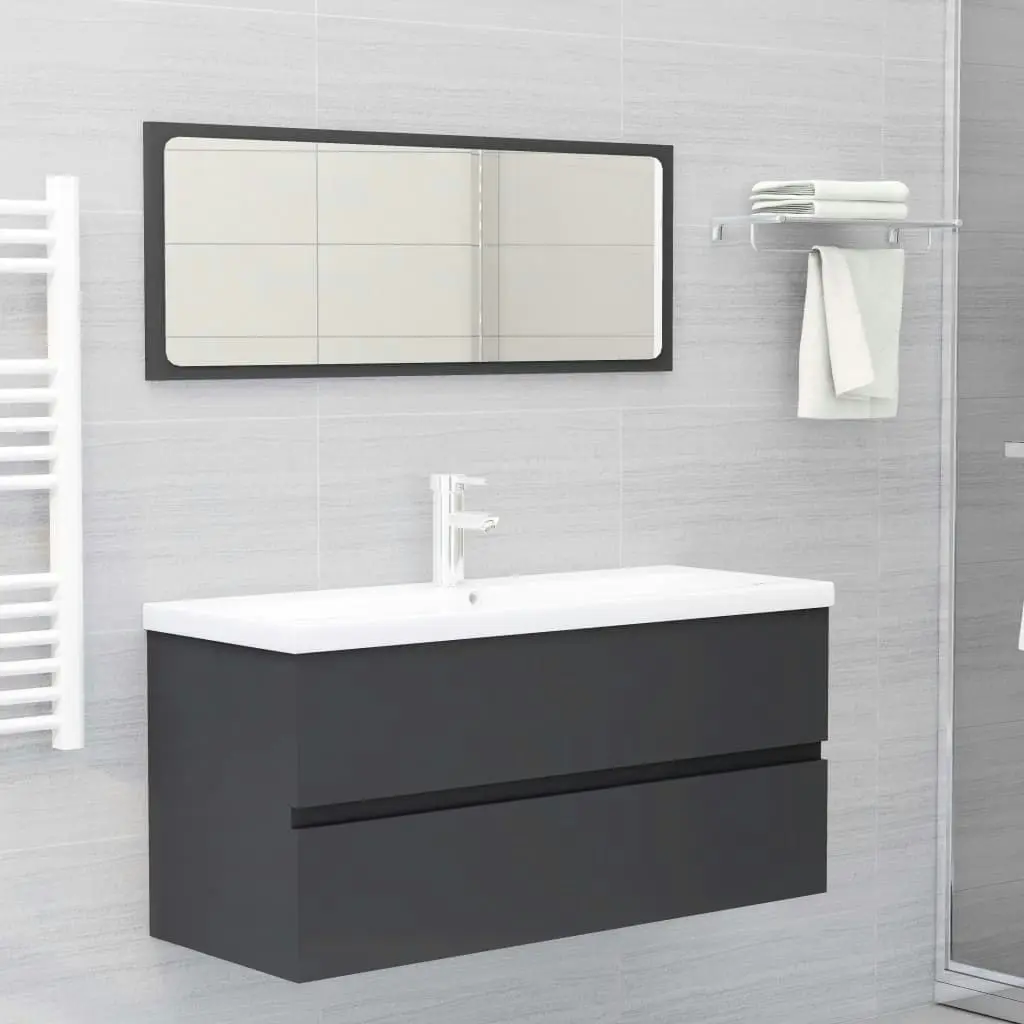 Bathroom Furniture Set Grey Engineered Wood 3071614