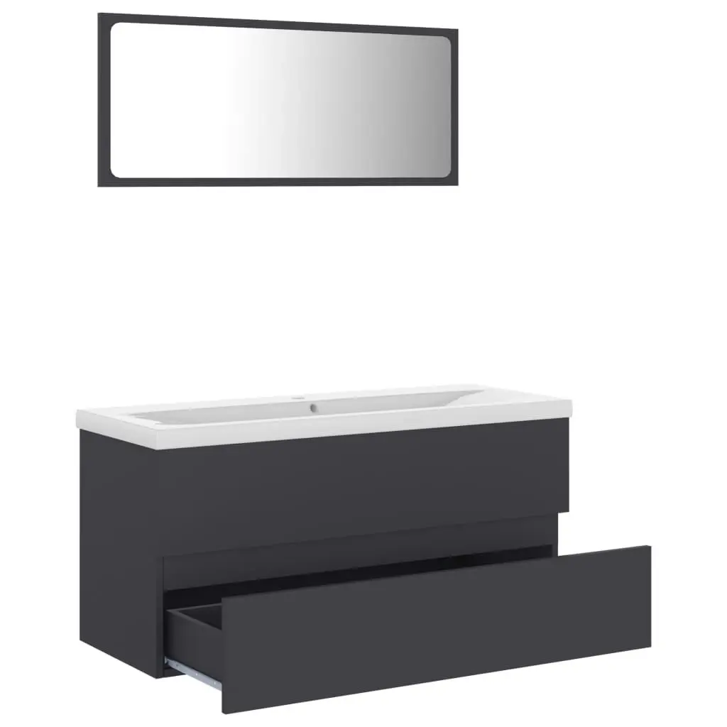 Bathroom Furniture Set Grey Engineered Wood 3071614