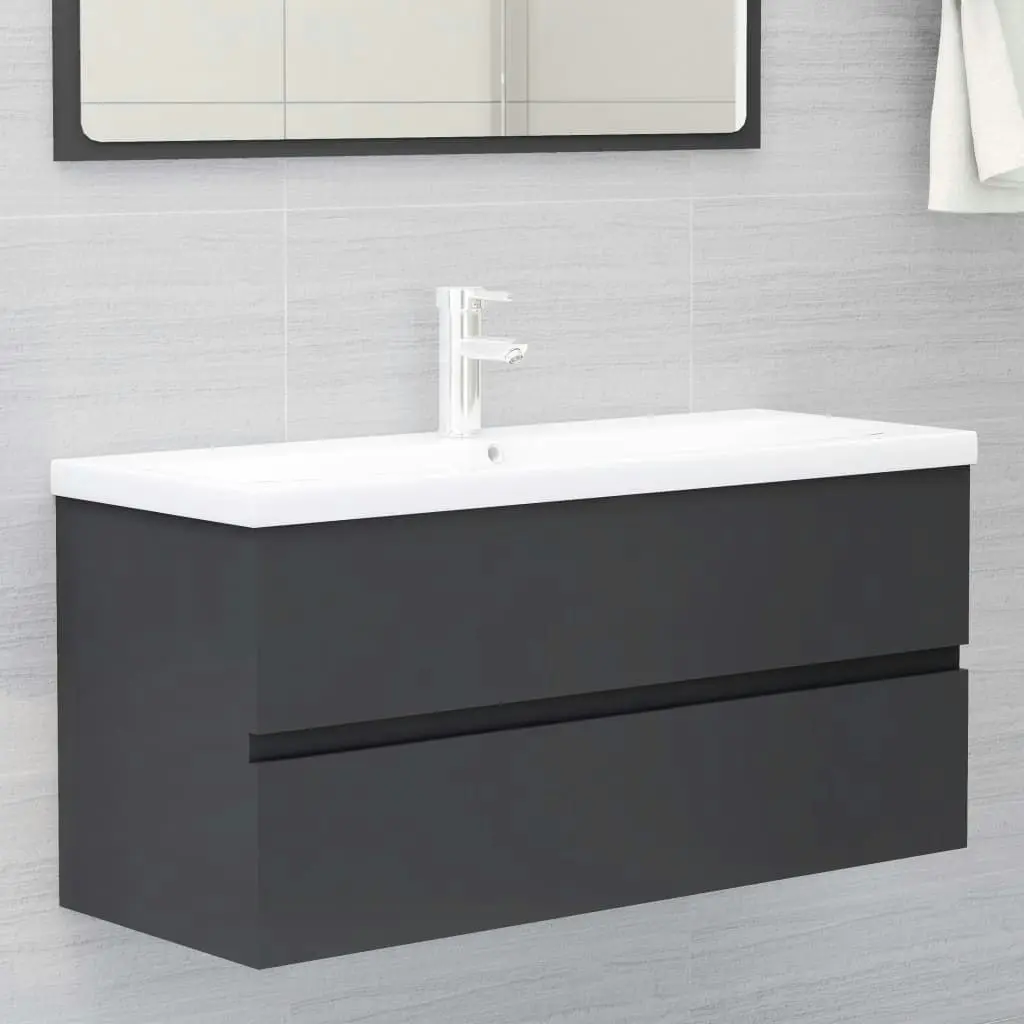 Bathroom Furniture Set Grey Engineered Wood 3071614