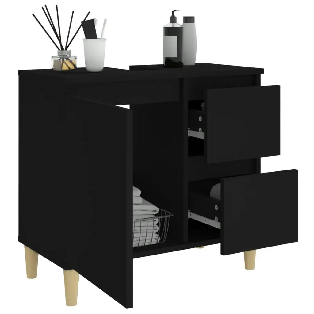 Bathroom Cabinet Black 65x33x60 cm Engineered Wood 819821