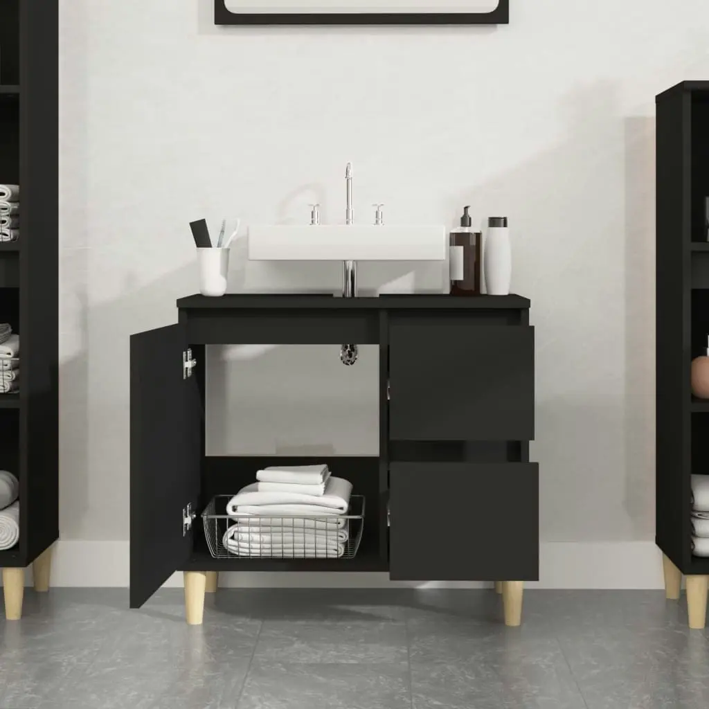 Bathroom Cabinet Black 65x33x60 cm Engineered Wood 819821