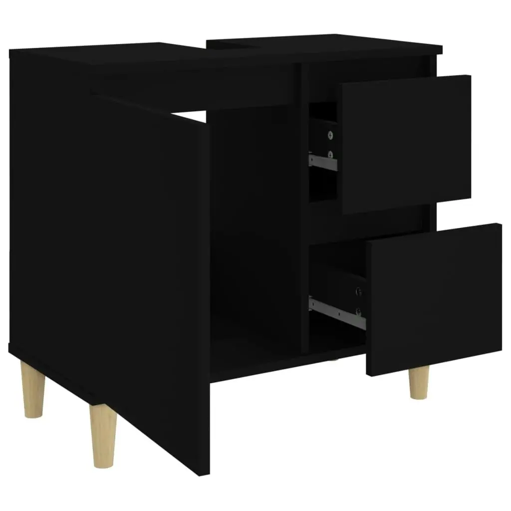 Bathroom Cabinet Black 65x33x60 cm Engineered Wood 819821