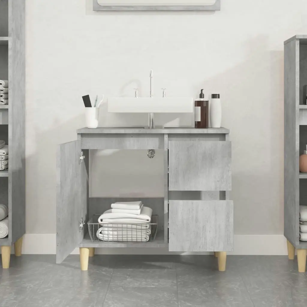 Bathroom Cabinet Concrete Grey 65x33x60 cm Engineered Wood 819824