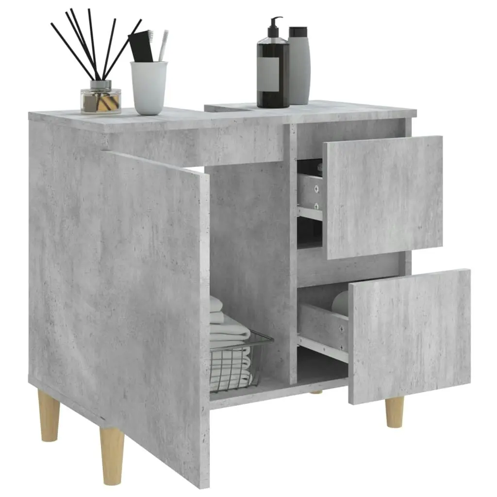 Bathroom Cabinet Concrete Grey 65x33x60 cm Engineered Wood 819824