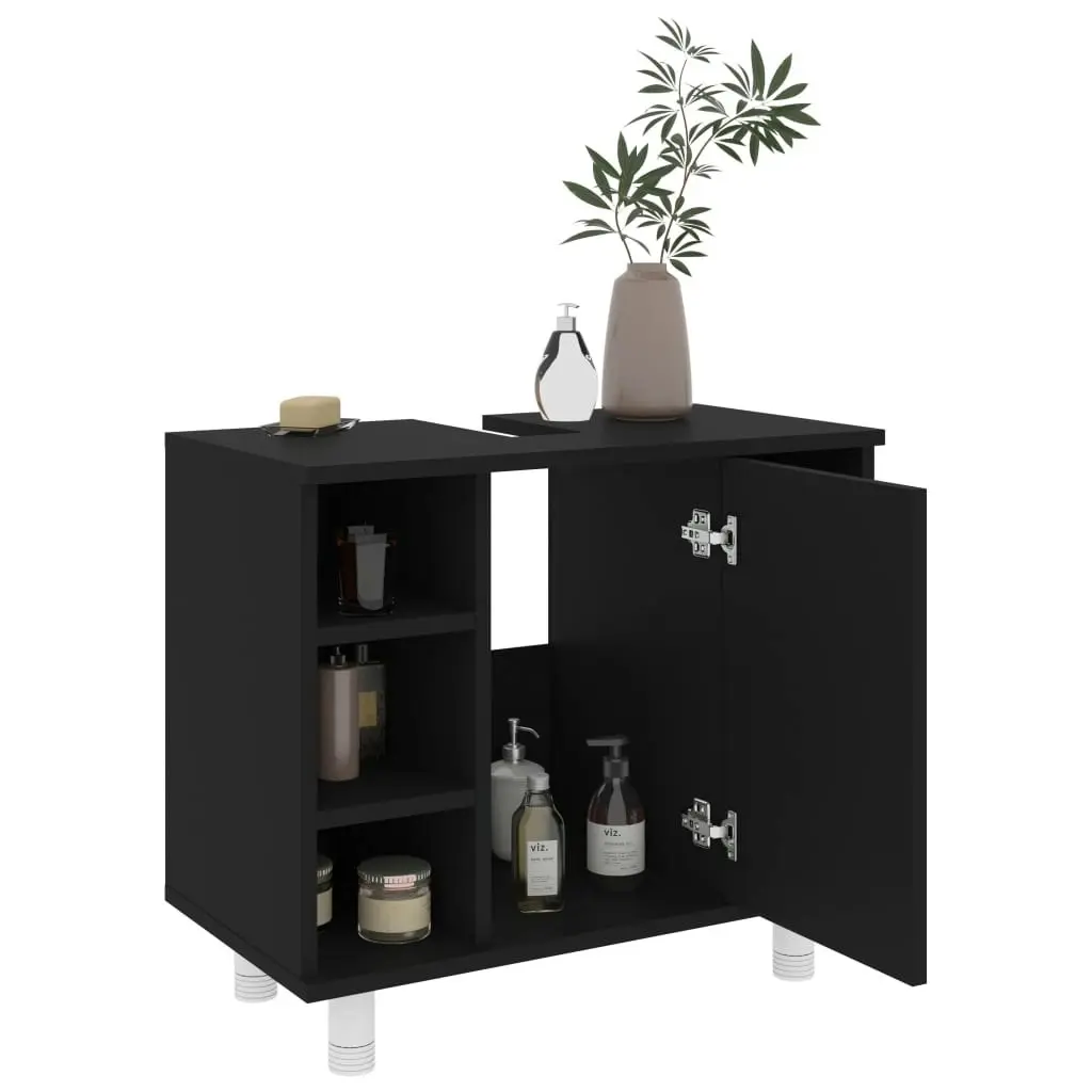 Bathroom Cabinet Black 60x32x53.5 cm Engineered Wood 802634