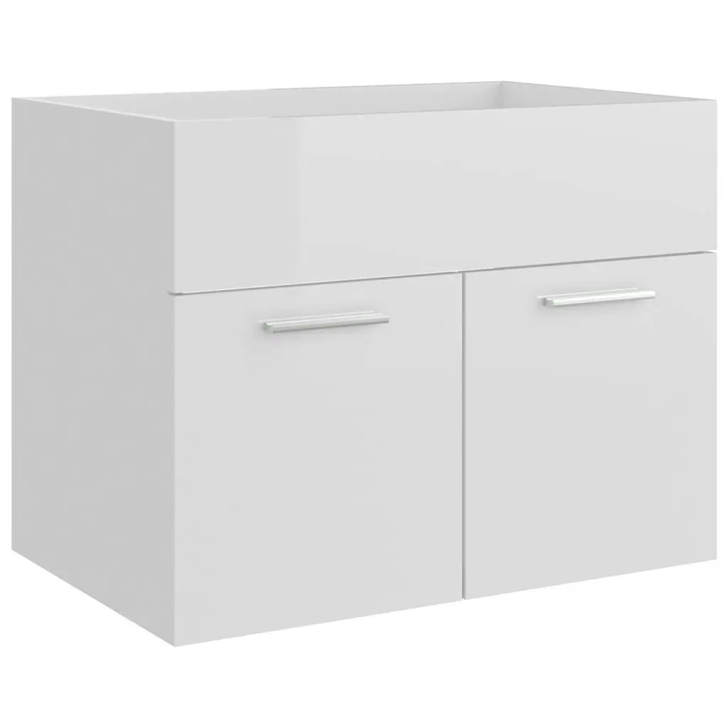 Bathroom Furniture Set High Gloss White Engineered Wood 3070871