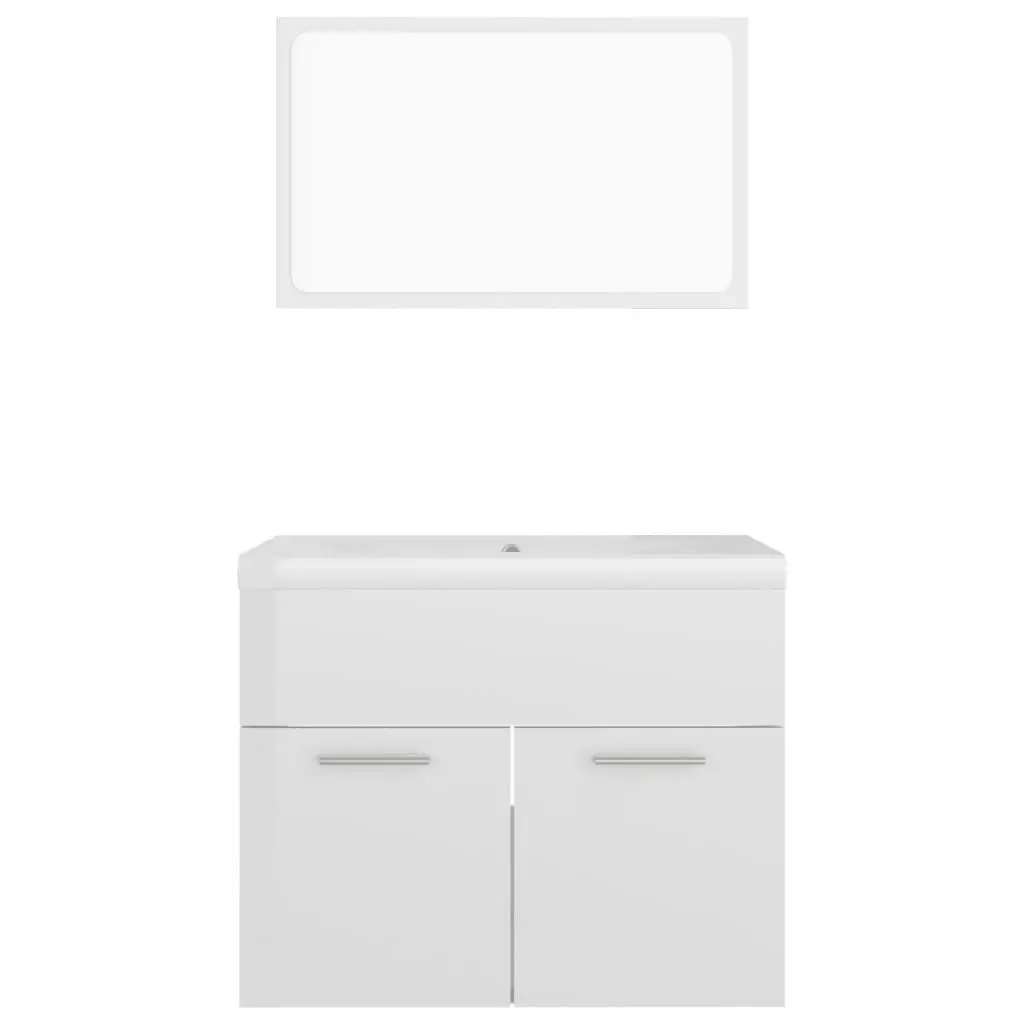 Bathroom Furniture Set High Gloss White Engineered Wood 3070871