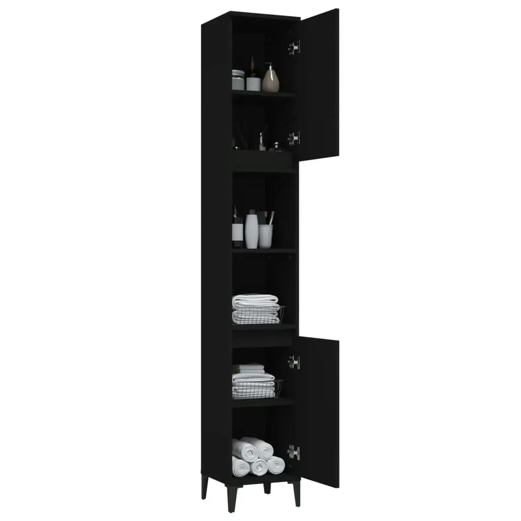 Bathroom Cabinet Black 30x30x190 cm Engineered Wood 819797