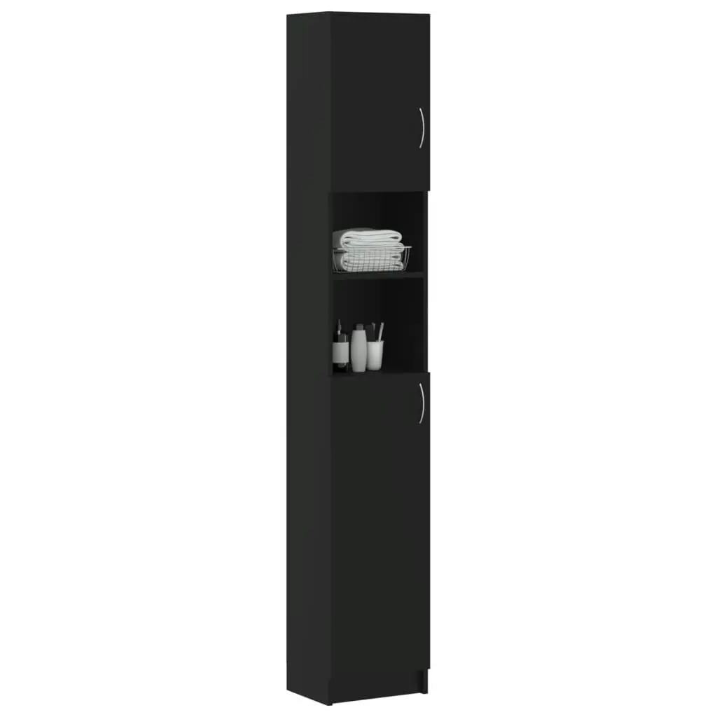 Bathroom Cabinet Black 32x25.5x190 cm Engineered Wood 802877