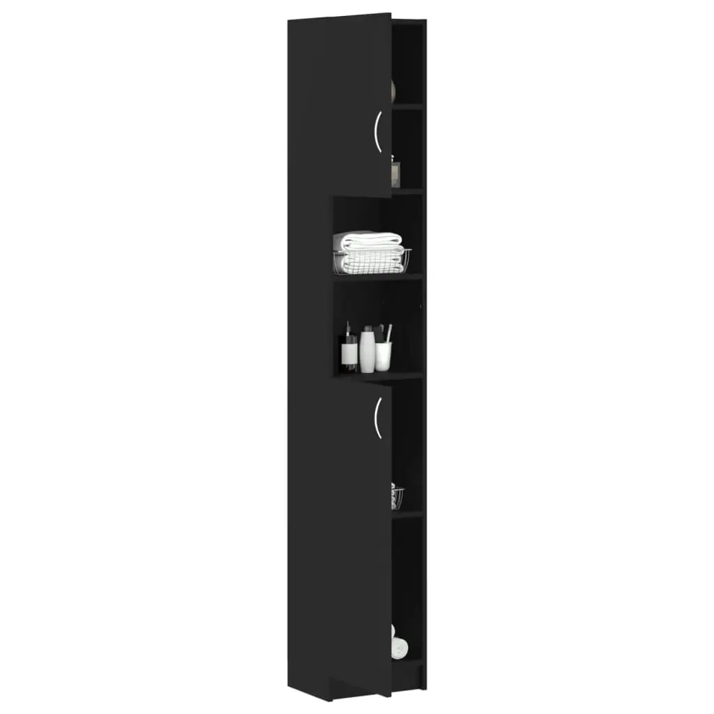 Bathroom Cabinet Black 32x25.5x190 cm Engineered Wood 802877