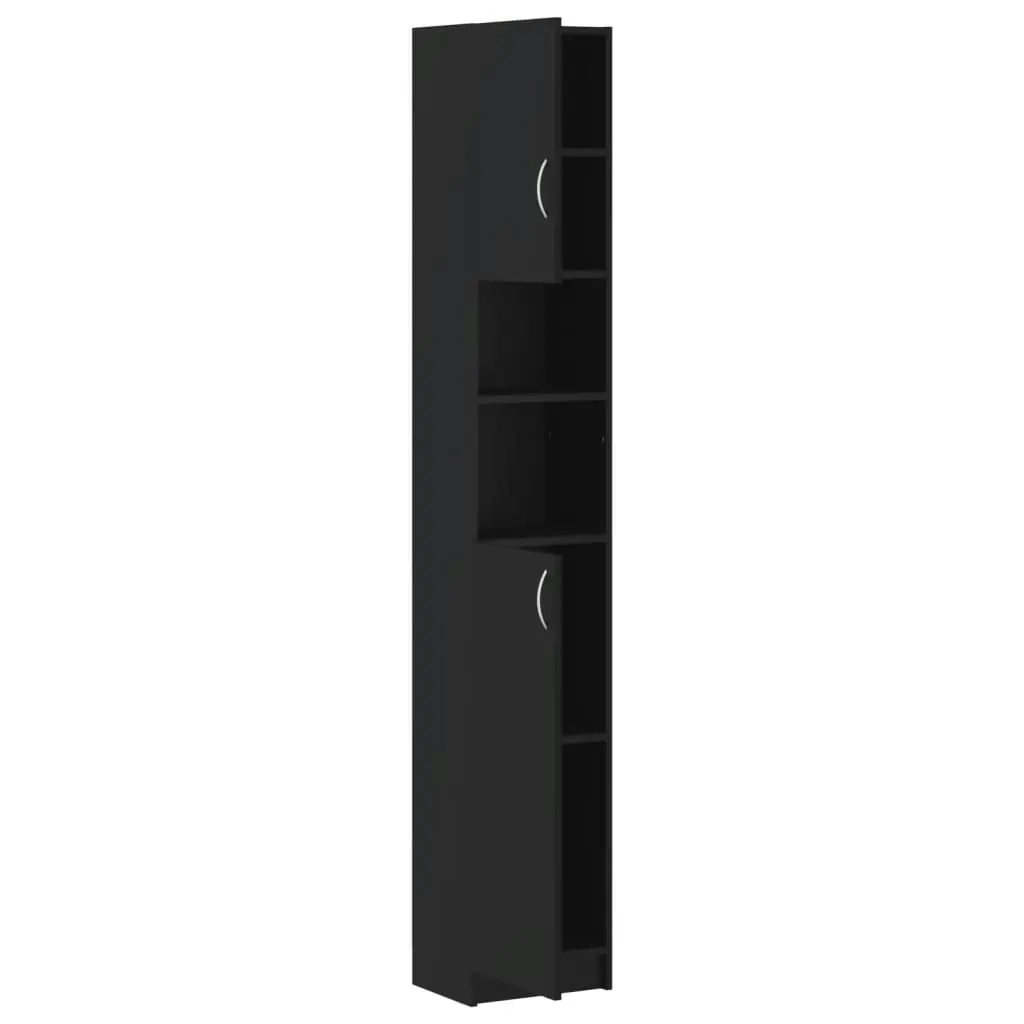 Bathroom Cabinet Black 32x25.5x190 cm Engineered Wood 802877