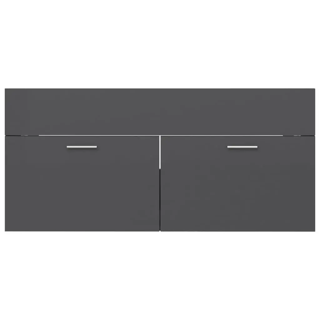 Bathroom Furniture Set High Gloss Grey Engineered Wood 3070900