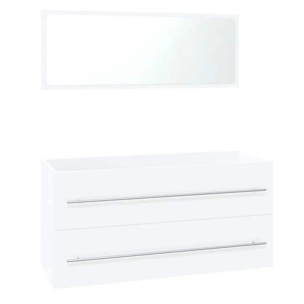 Bathroom Furniture Set High Gloss White Engineered Wood 3152857