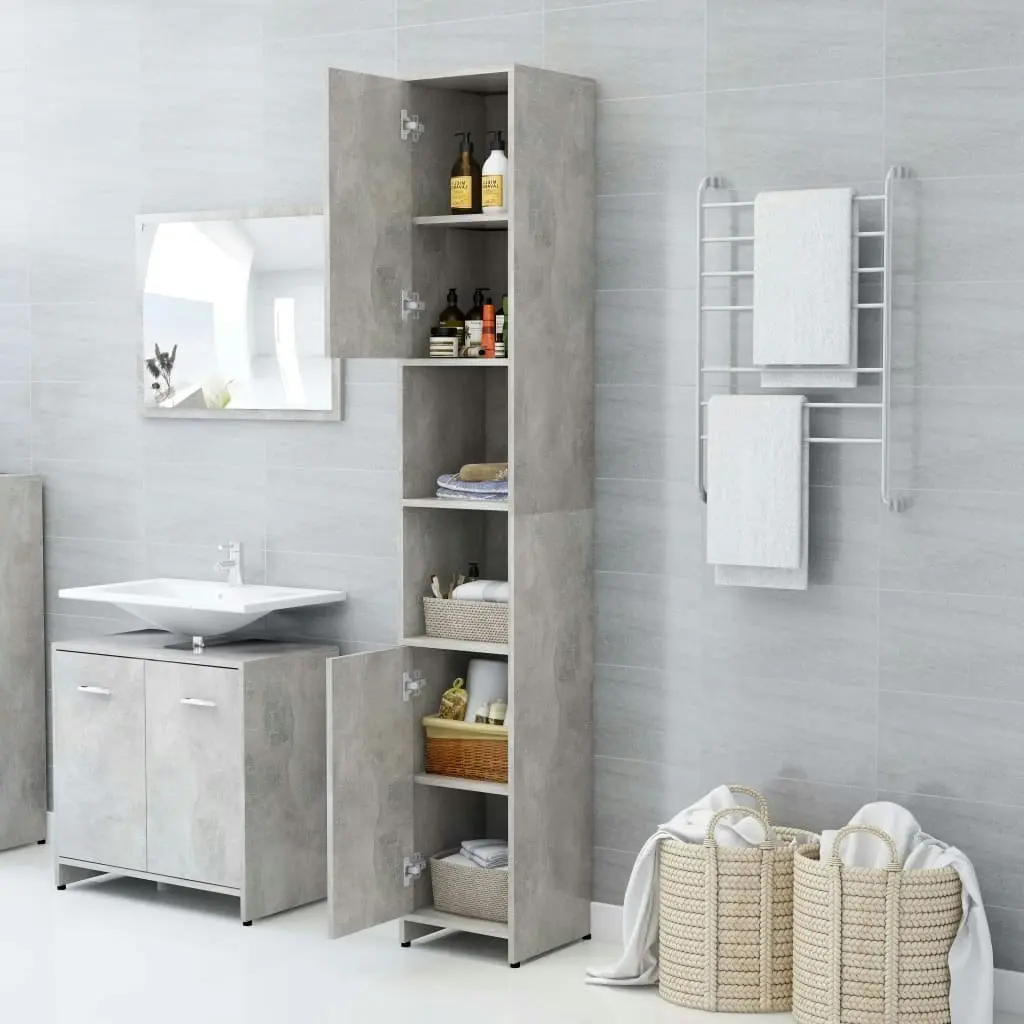 Bathroom Cabinet Concrete Grey 30x30x183.5 cm Engineered Wood 802601