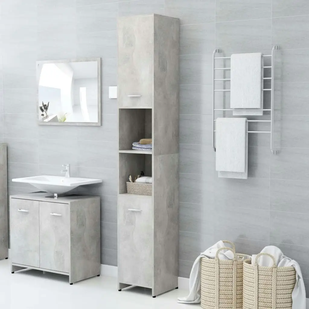 Bathroom Cabinet Concrete Grey 30x30x183.5 cm Engineered Wood 802601