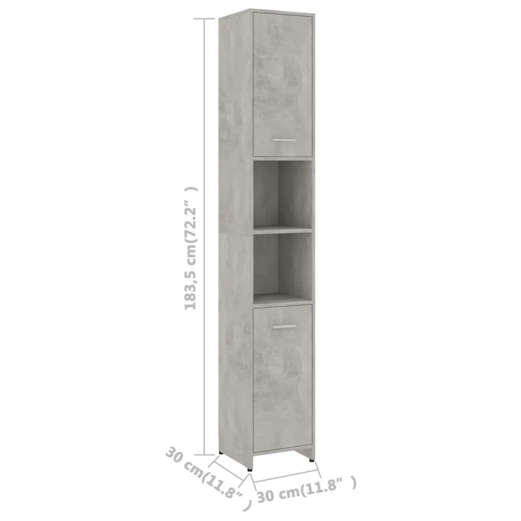 Bathroom Cabinet Concrete Grey 30x30x183.5 cm Engineered Wood 802601