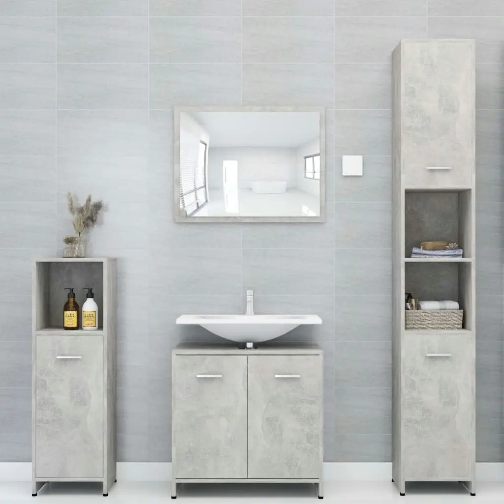 Bathroom Cabinet Concrete Grey 30x30x183.5 cm Engineered Wood 802601