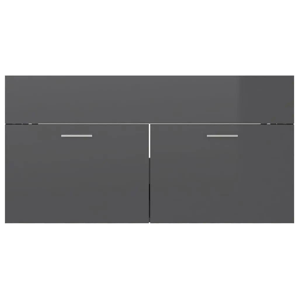 Bathroom Furniture Set High Gloss Grey Engineered Wood 3070891