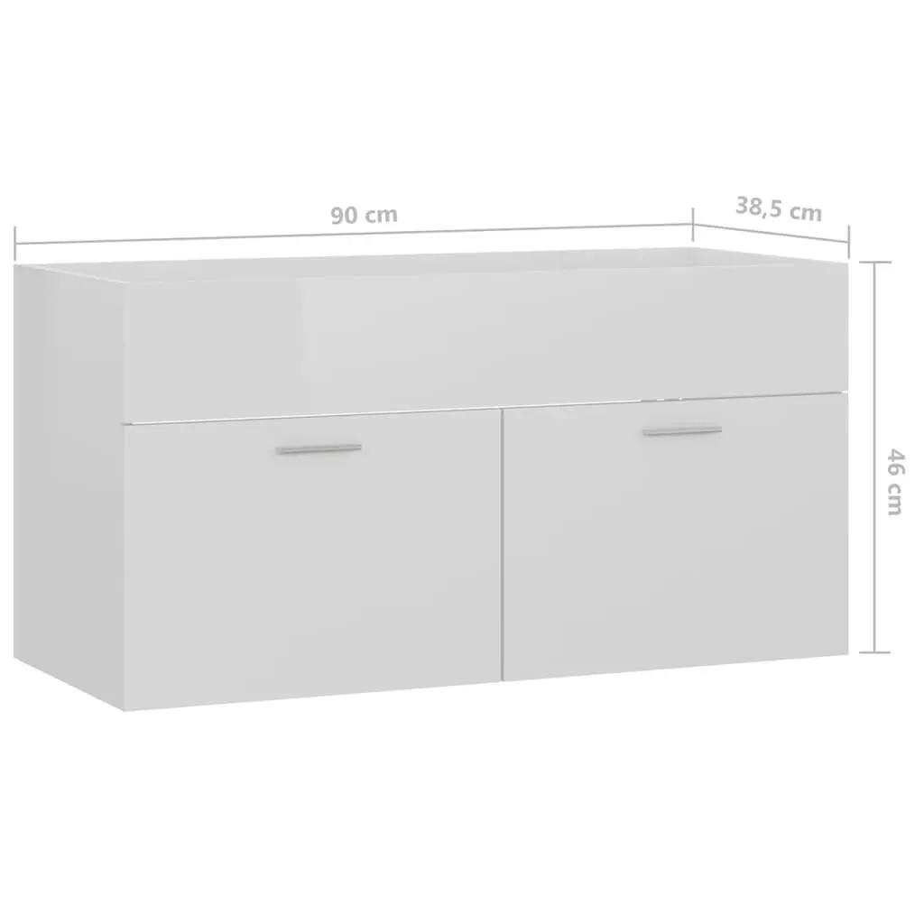 Bathroom Furniture Set High Gloss White Engineered Wood 3070889