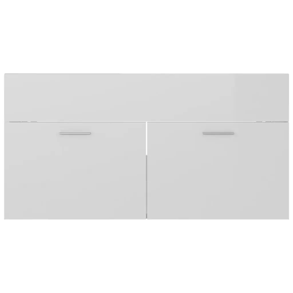 Bathroom Furniture Set High Gloss White Engineered Wood 3070889