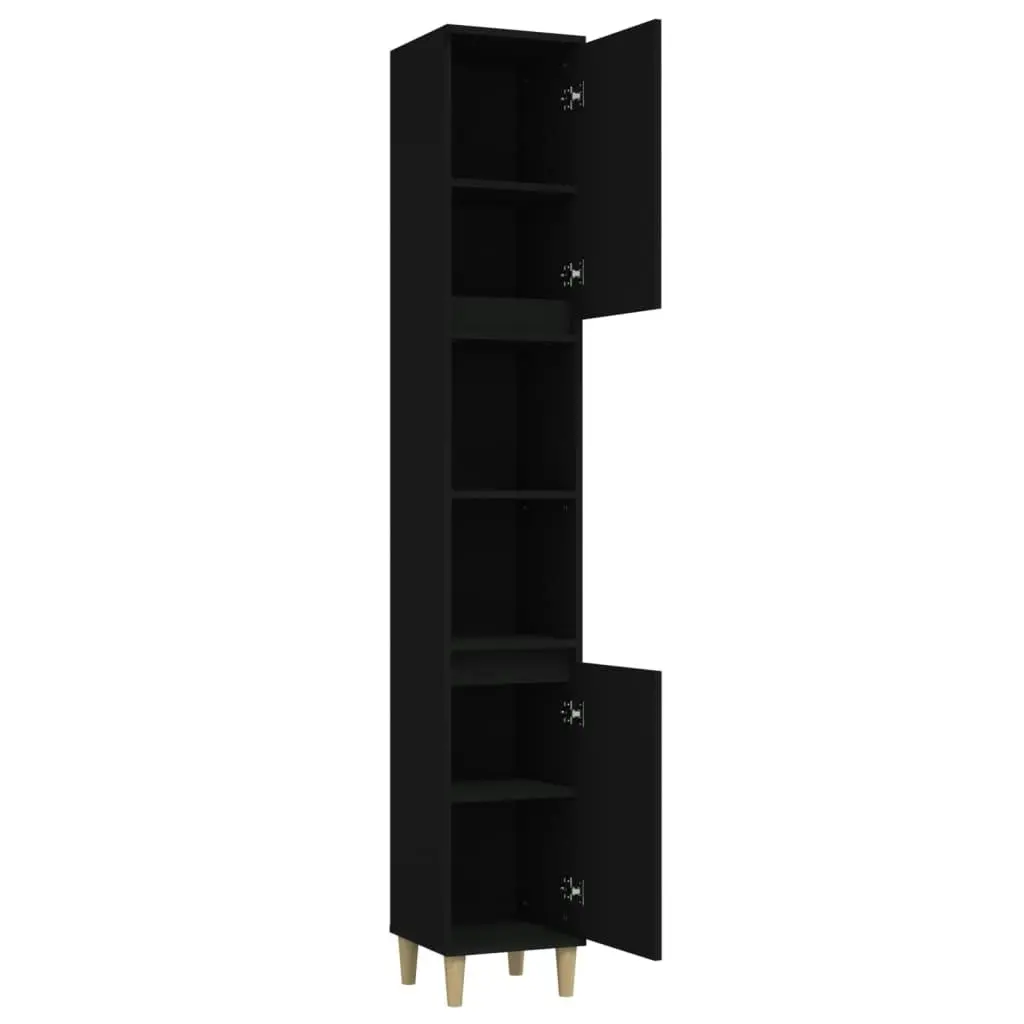 Bathroom Cabinet Black 30x30x190 cm Engineered Wood 819789