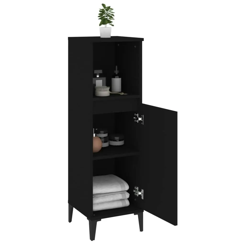 Bathroom Cabinet Black 30x30x100 cm Engineered Wood 819813