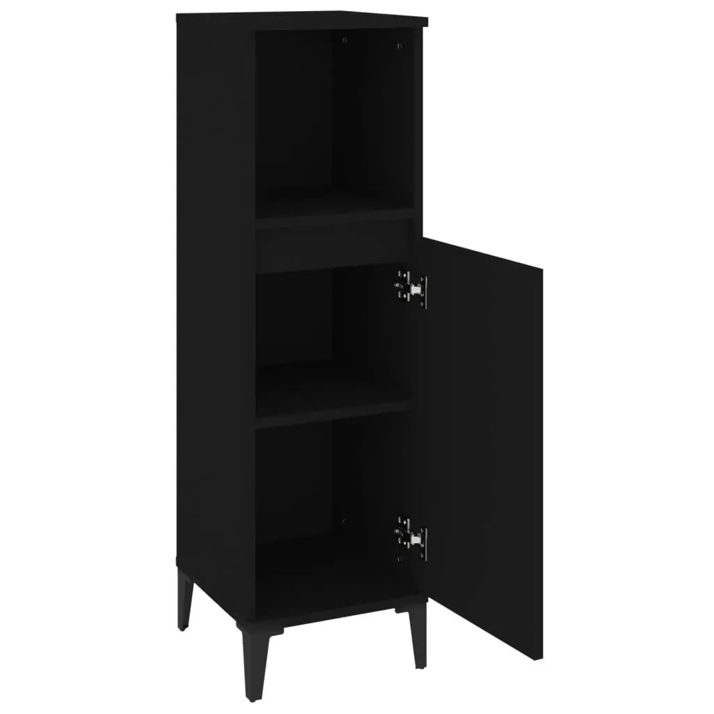 Bathroom Cabinet Black 30x30x100 cm Engineered Wood 819813