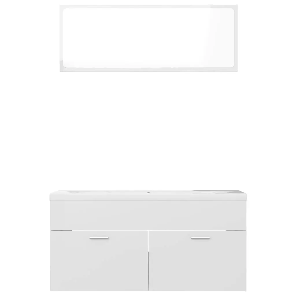 Bathroom Furniture Set High Gloss White Engineered Wood 3070898