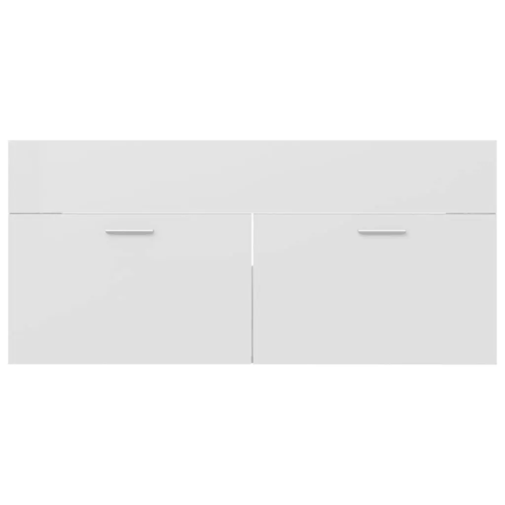 Bathroom Furniture Set High Gloss White Engineered Wood 3070898