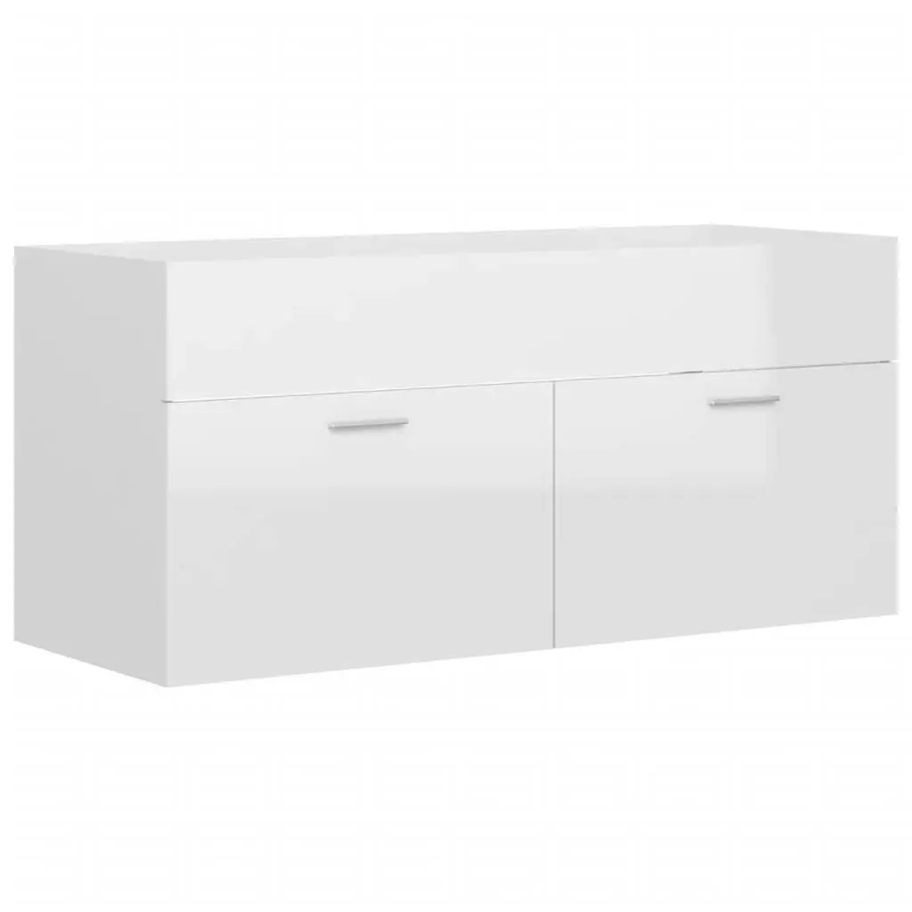 Bathroom Furniture Set High Gloss White Engineered Wood 3070898