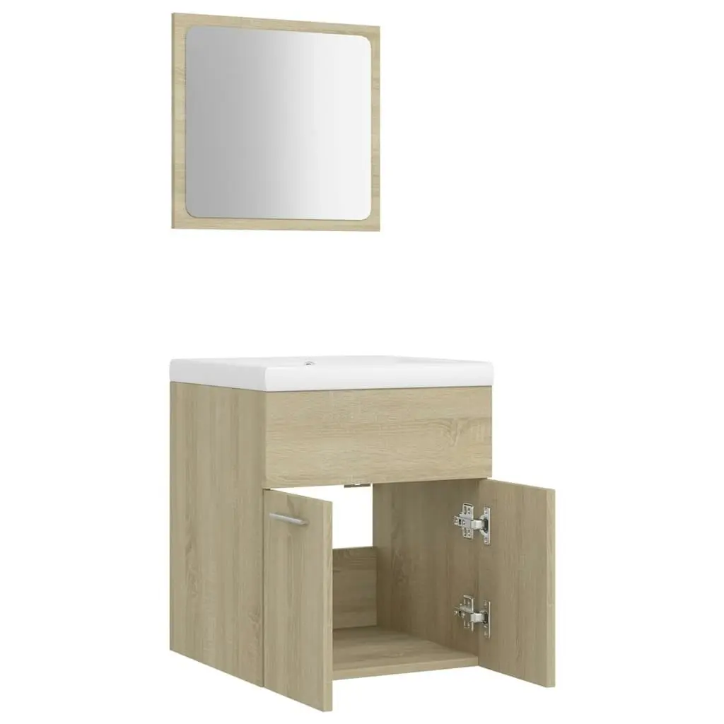 Bathroom Furniture Set Sonoma Oak Engineered Wood 3070859