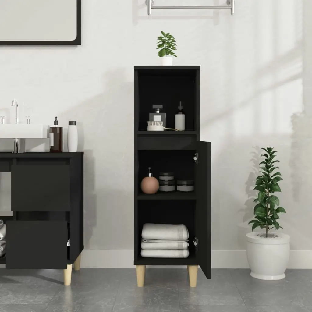 Bathroom Cabinet Black 30x30x100 cm Engineered Wood 819805