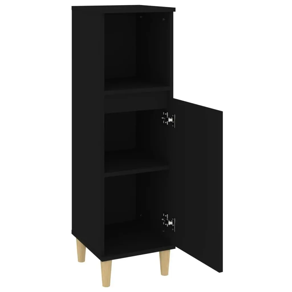 Bathroom Cabinet Black 30x30x100 cm Engineered Wood 819805