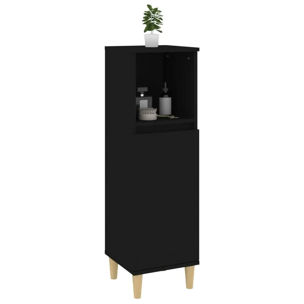 Bathroom Cabinet Black 30x30x100 cm Engineered Wood 819805