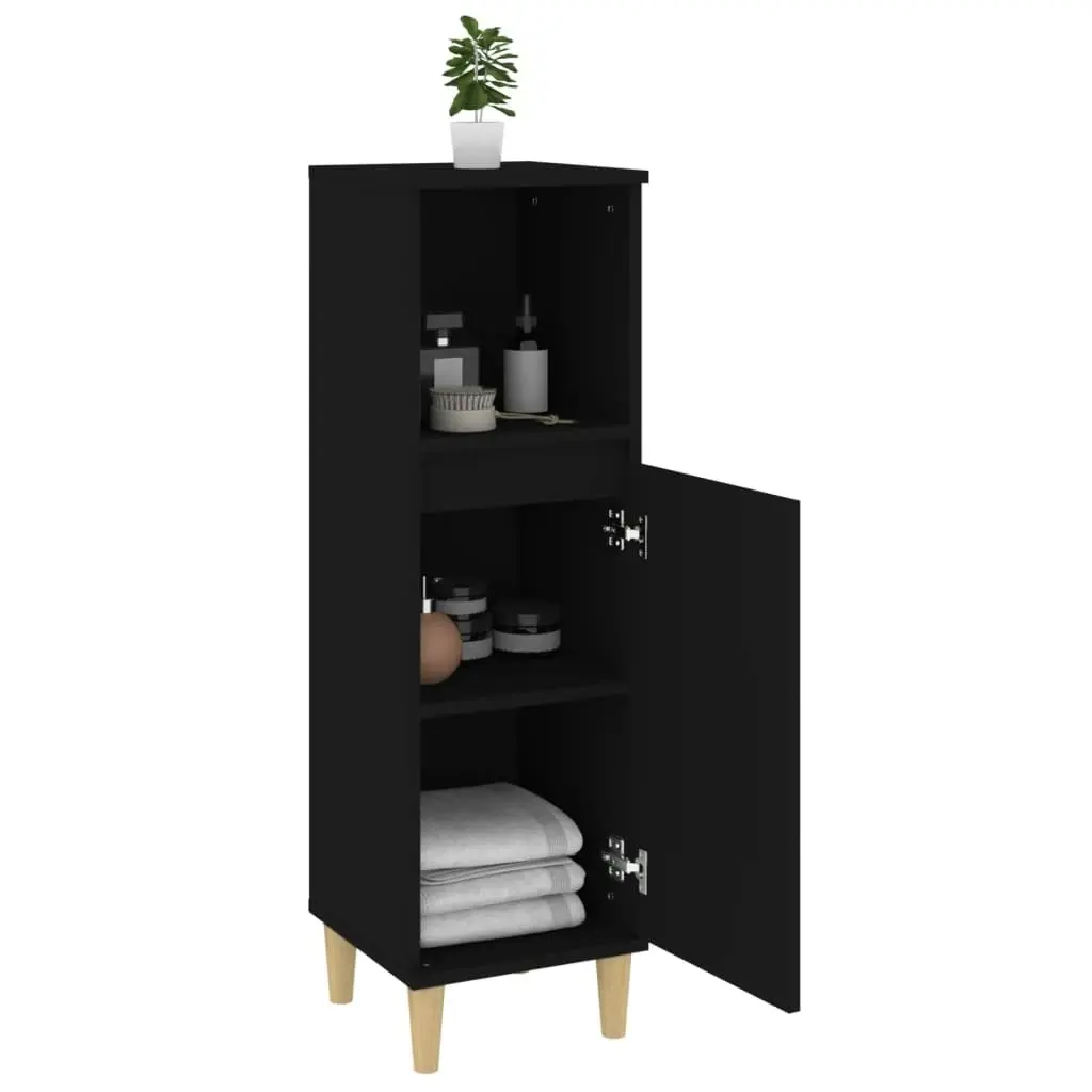 Bathroom Cabinet Black 30x30x100 cm Engineered Wood 819805