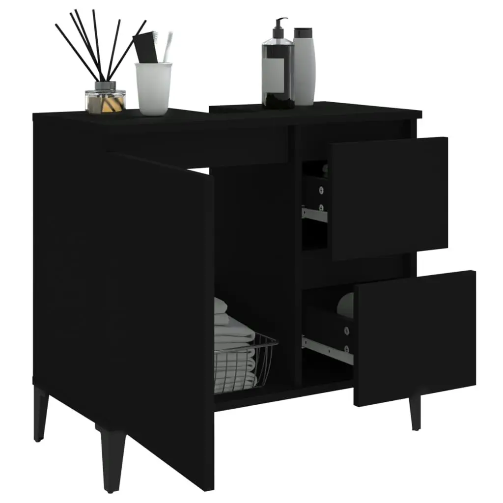 Bathroom Cabinet Black 65x33x60 cm Engineered Wood 819829