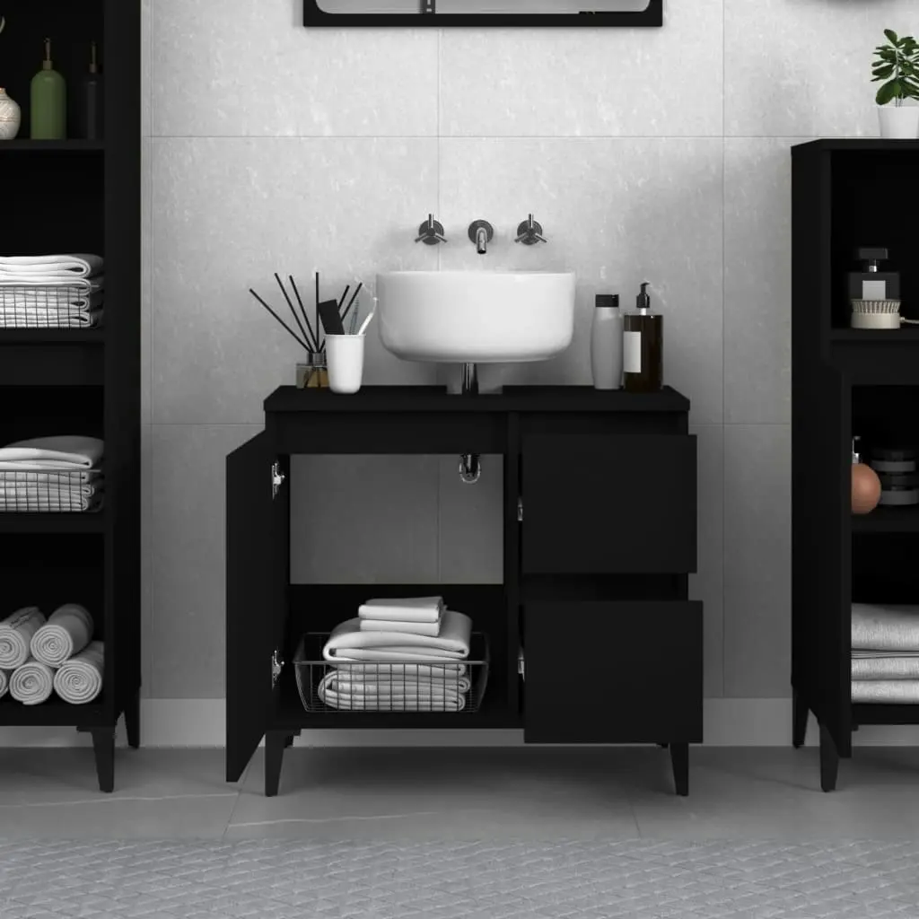 Bathroom Cabinet Black 65x33x60 cm Engineered Wood 819829