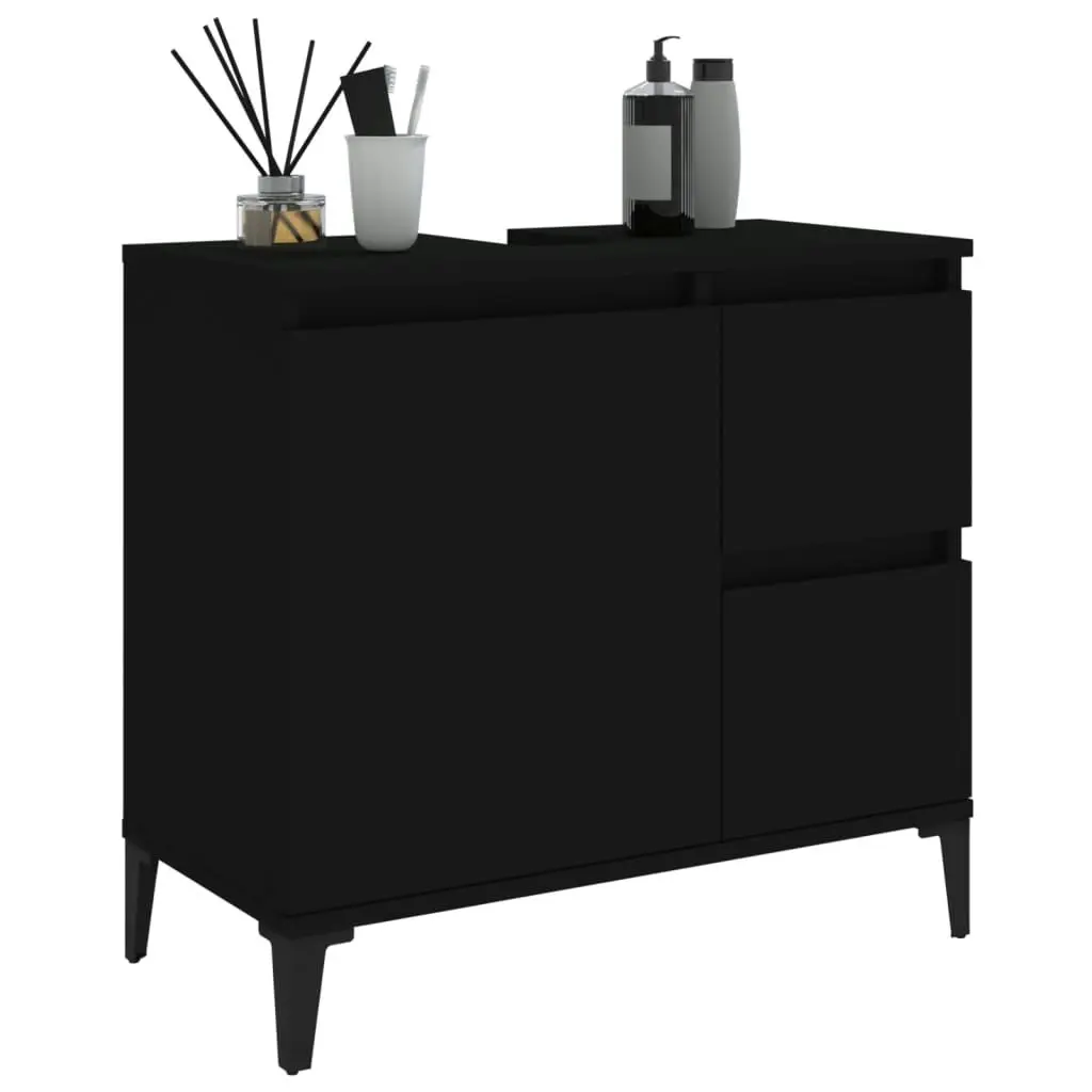 Bathroom Cabinet Black 65x33x60 cm Engineered Wood 819829