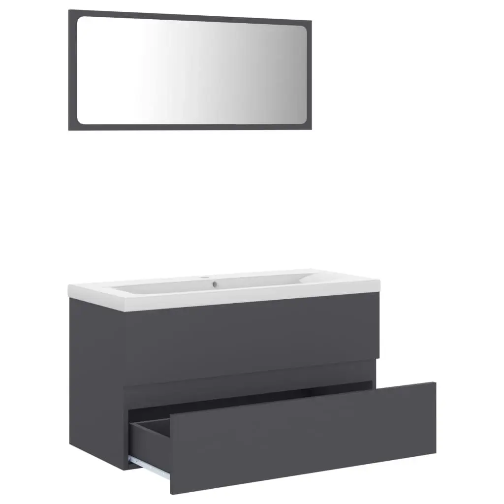 Bathroom Furniture Set Grey Engineered Wood 3071605