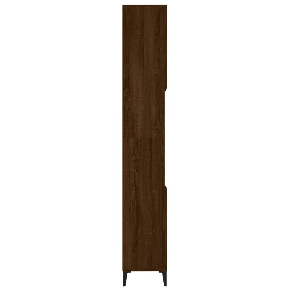 Bathroom Cabinet Brown Oak 30x30x190 cm Engineered Wood 819803