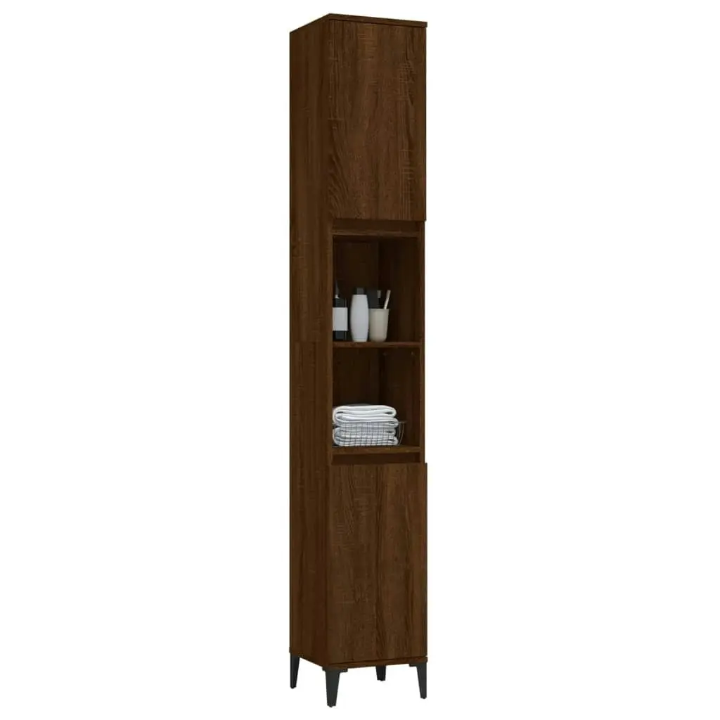 Bathroom Cabinet Brown Oak 30x30x190 cm Engineered Wood 819803