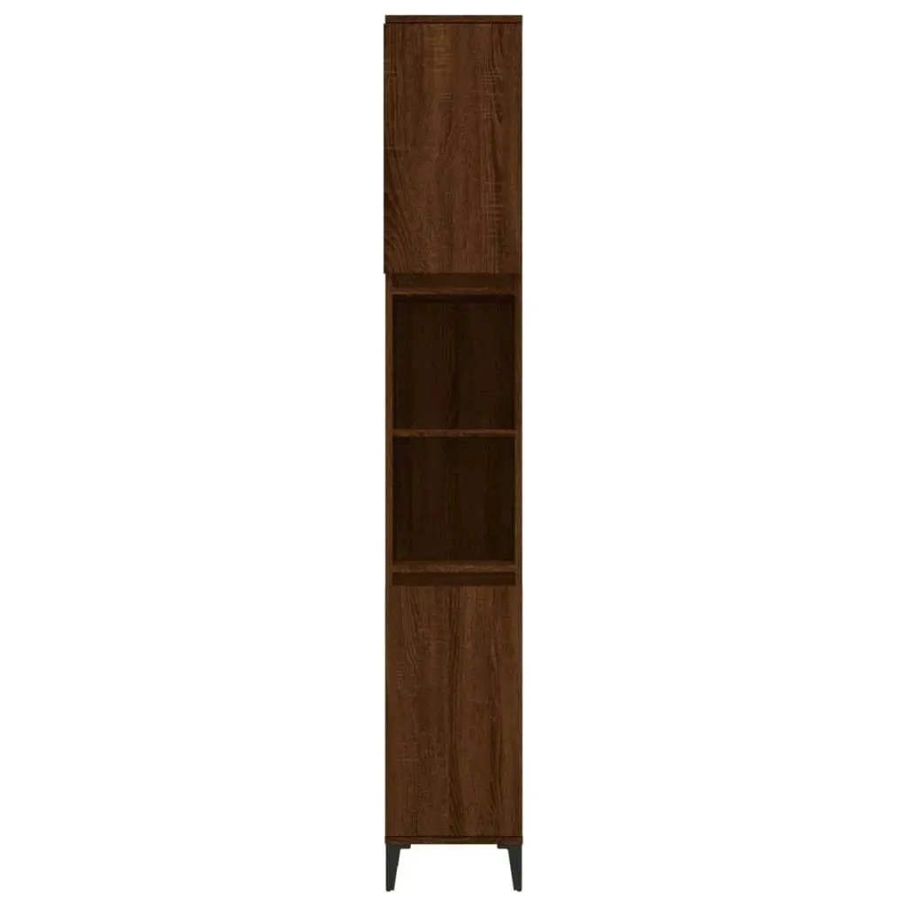 Bathroom Cabinet Brown Oak 30x30x190 cm Engineered Wood 819803