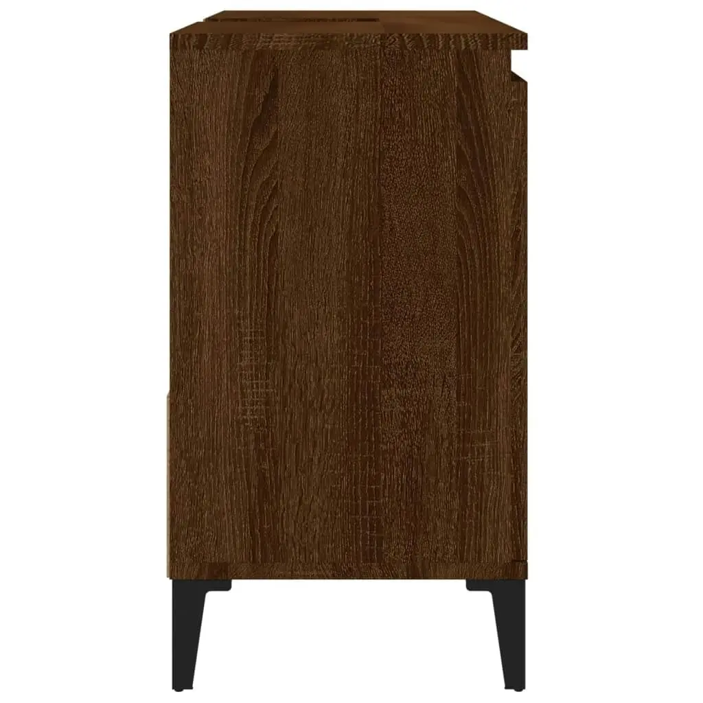 Bathroom Cabinet Brown Oak 65x33x60 cm Engineered Wood 819835