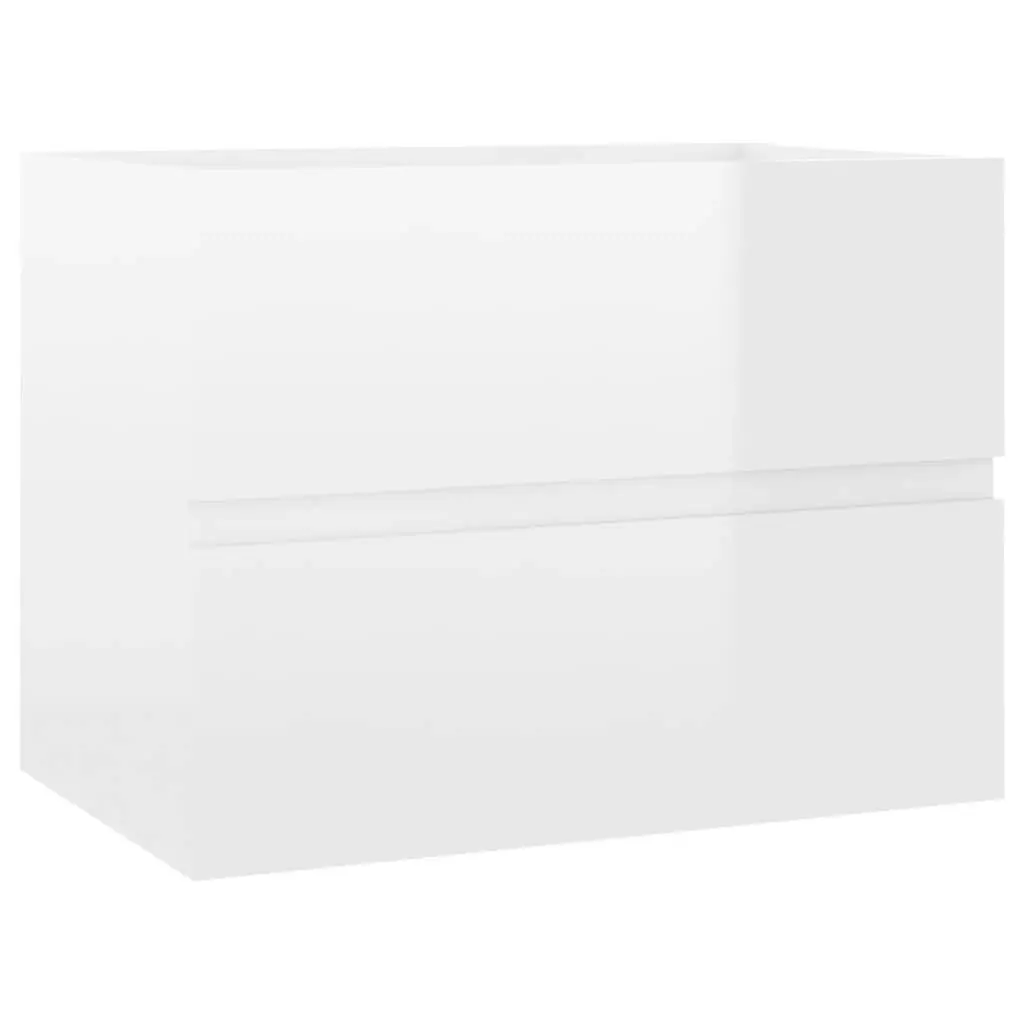 Bathroom Furniture Set High Gloss White Engineered Wood 3071591